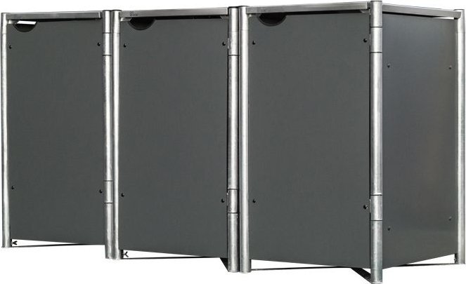 Hide Hide Metalowy pojemnik na śmieci na 4 pojemniki na śmieci 120 litrów Szary 64x242x115cm
