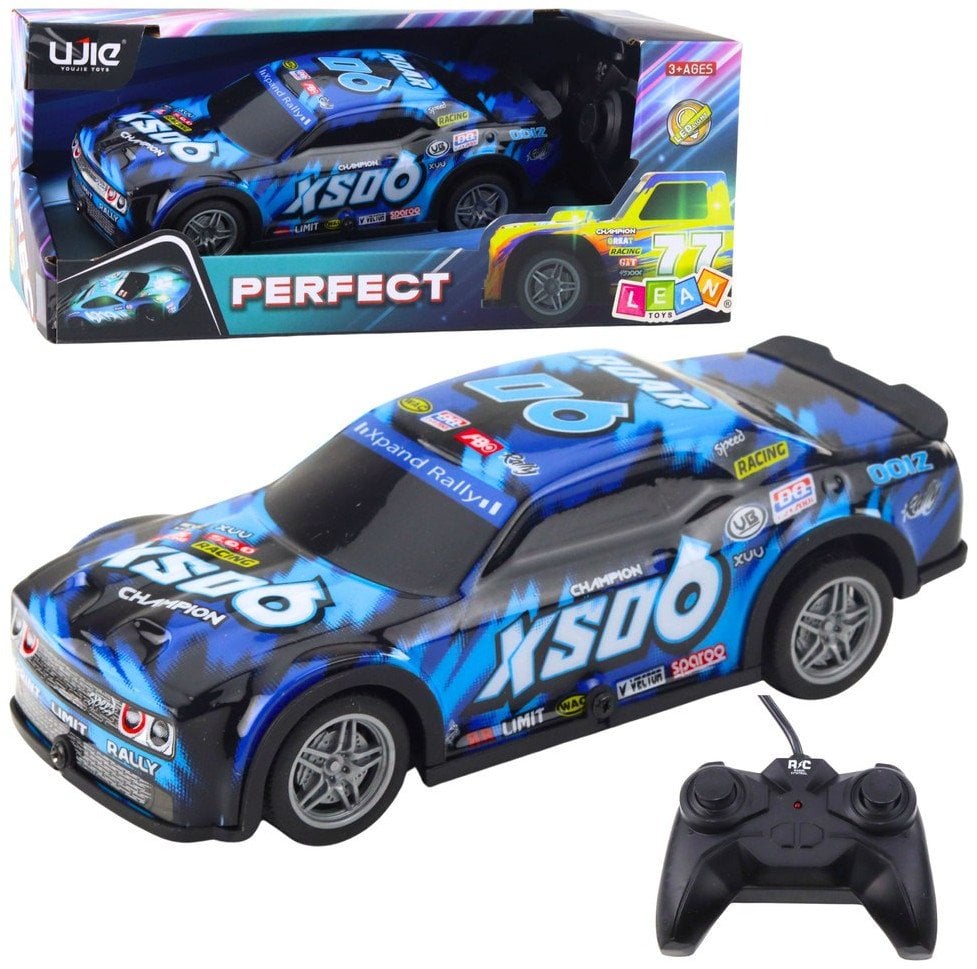 Samochód Wyścigowy Zdalnie Sterowany RC Świecąca Obudowa Czarno-Niebieski