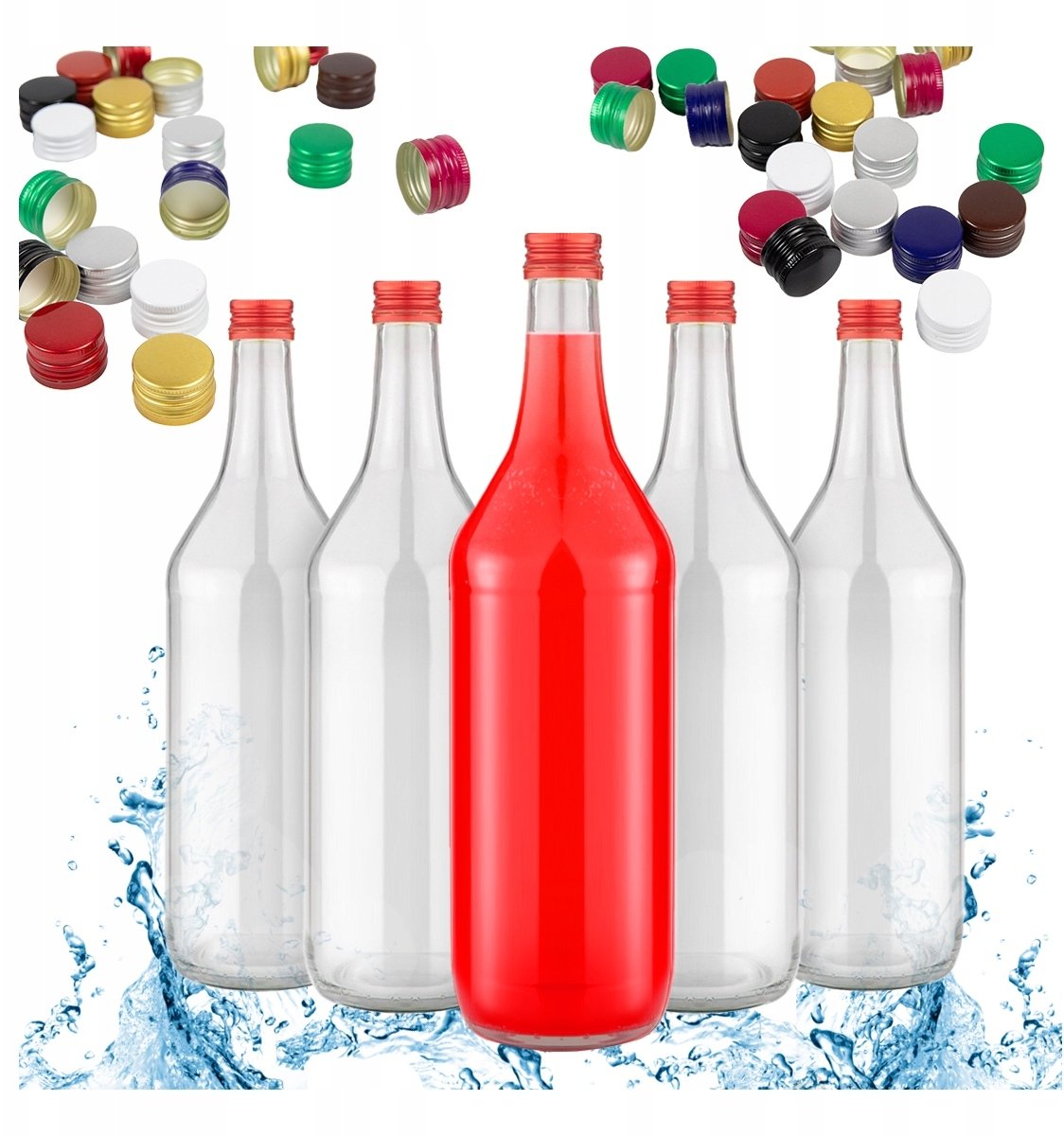 25x Butelki szklane MONOPOL MONOPOLOWA 1L + Zakrętka Butelka Na Alkohol Sok