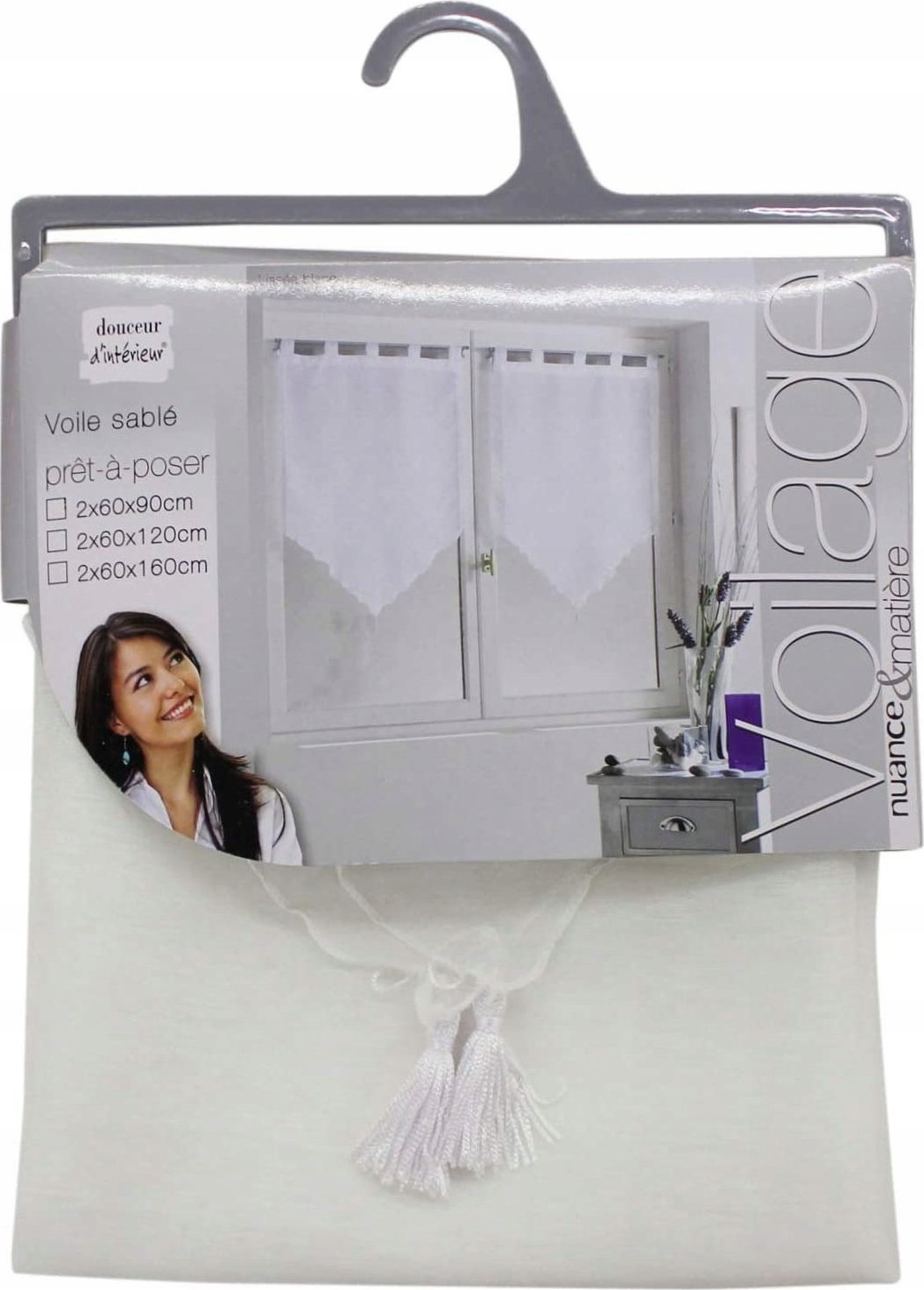 Douceur d`Interieur Firana do kuchni krótka LISEA, 60 x 120 cm, kolor biały, 2 sztuki