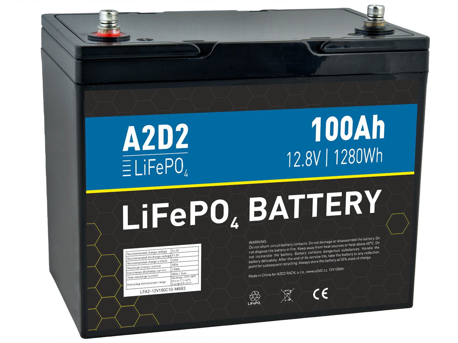 A2D2 baterie LiFePO4 12,8V 100Ah M8 (Gotion cells)