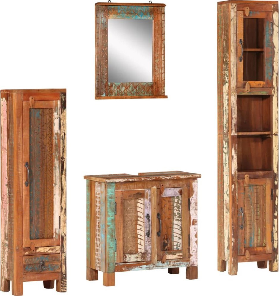 vidaXL 4-cz. zestaw mebli łazienkowych, lite drewno z odzysku