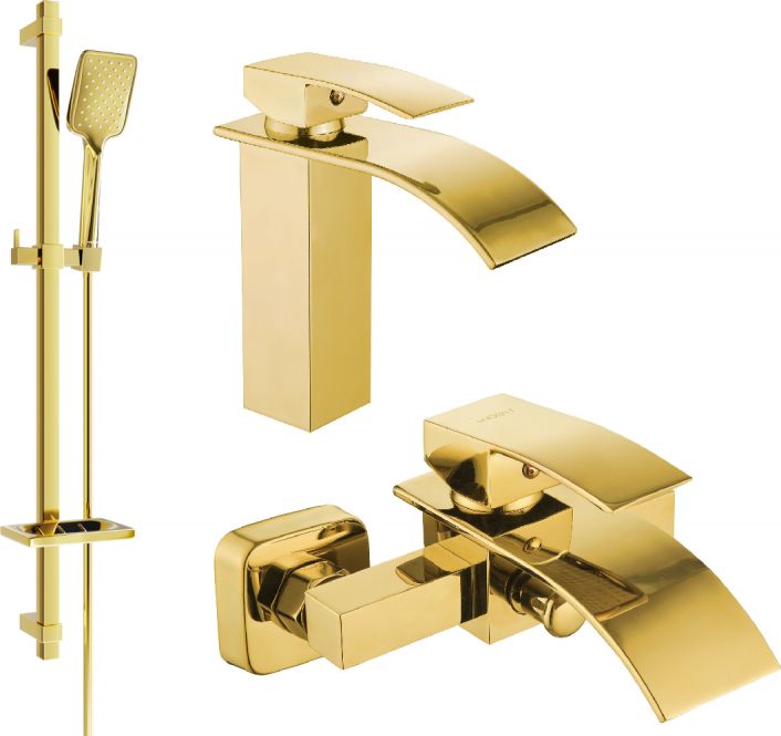 Mexen Mexen Aries DQ62 zestaw wannowy, złoty - 744803DQ62-50