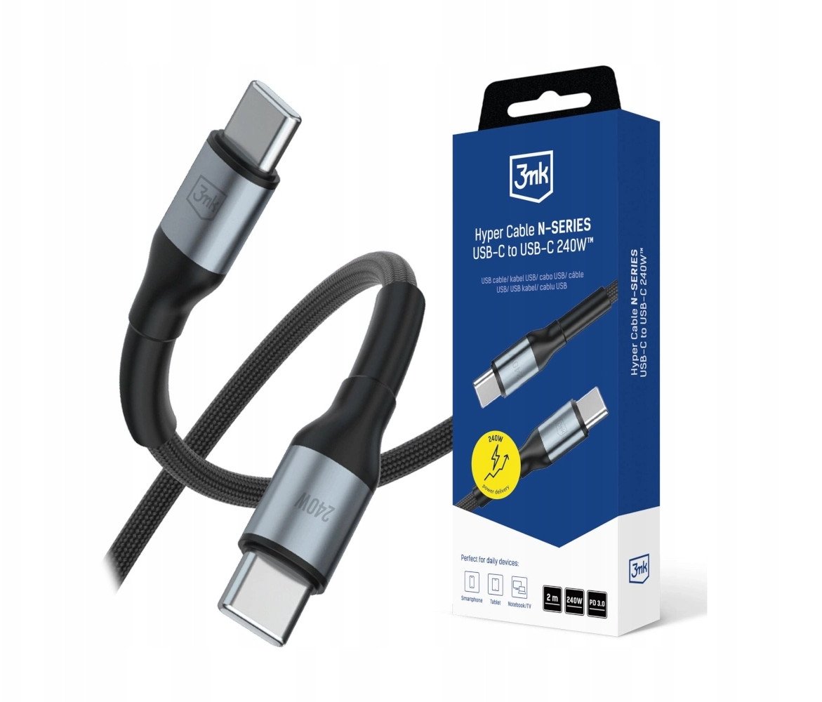 Kabel USB 3MK USB-C - USB-C 2 m Czarny