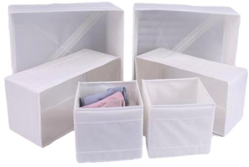 Organizer na bieliznę skarpetki ubrania do szuflady szafy zestaw 6 pudełek