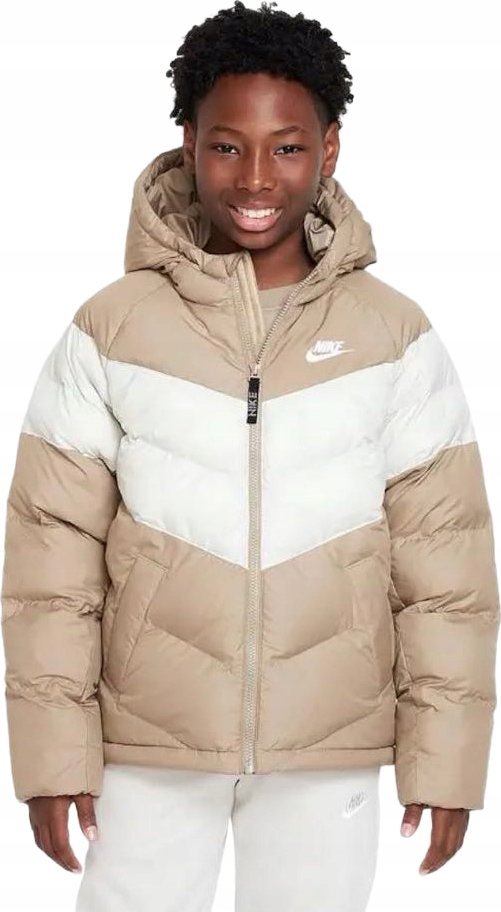 KURTKA DZIECIĘCA NIKE CIEPŁA PUCHOWA ZIMOWA BEŻOWA DX1264 137-147 cm r. M