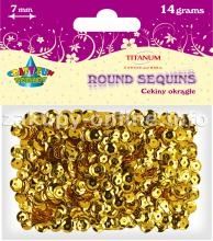 Titanum Cekiny okrągłe złote metaliczne 7mm 14g(Cm6g)