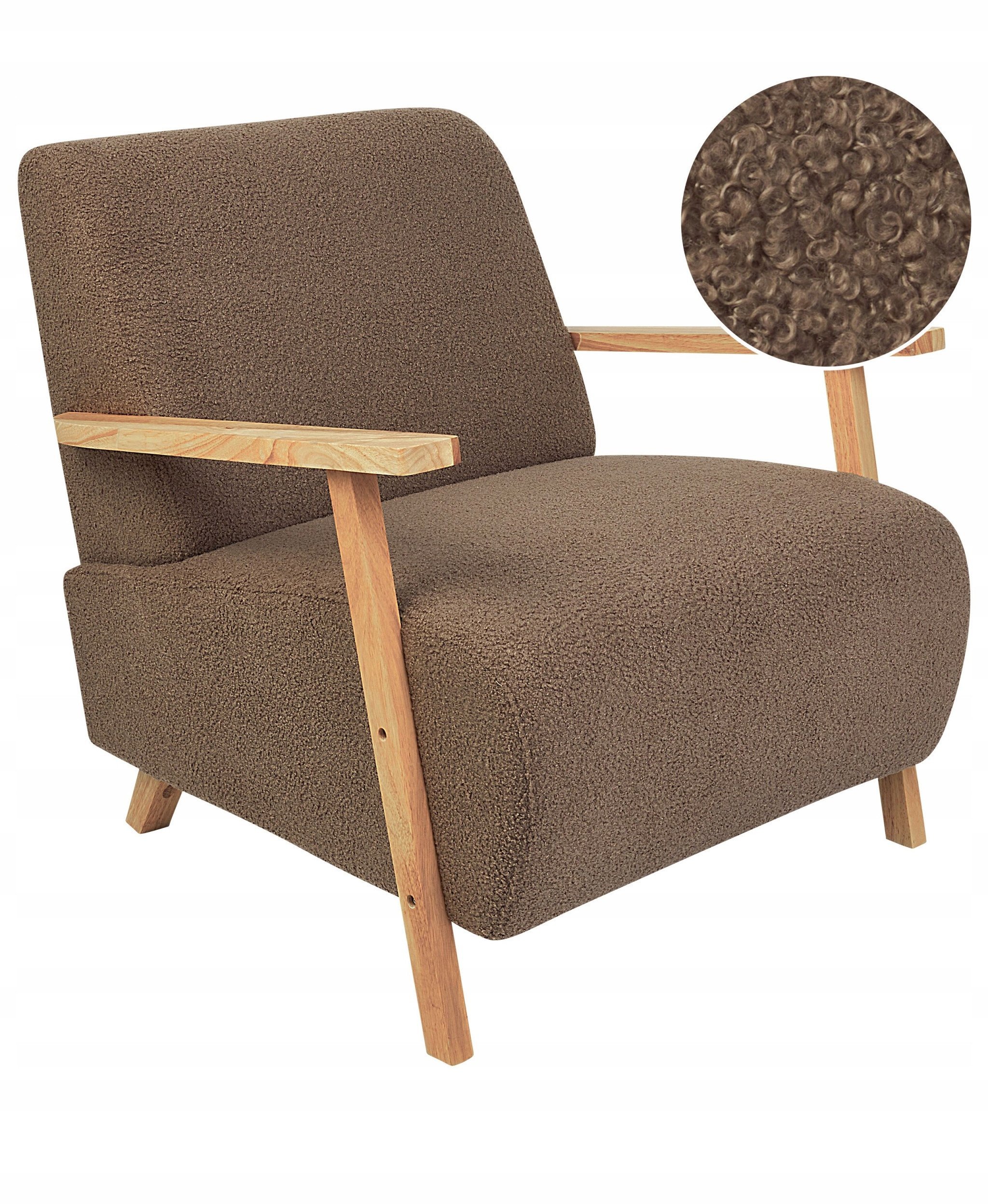 Beliani Fotel LESJA Boucle Brązowy