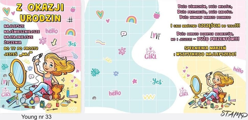 Stamp Karnet Young B6 + koperta wzór nr 33 Urodziny