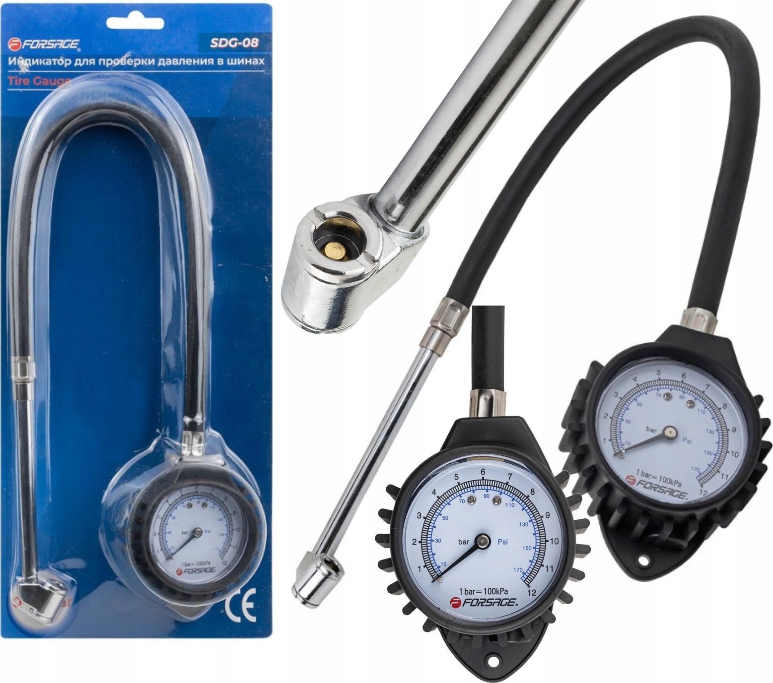 Forsage Wskaźnik do sprawdzania ciśnienia w oponach samochodów ciężarowych (0-12 Bar)
