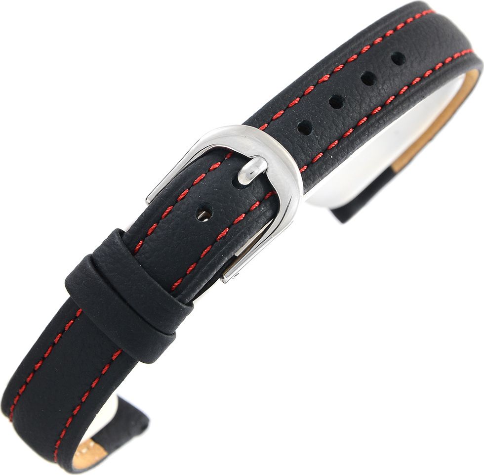 Bisset Pasek skórzany BISSET BS158 czerwona nić - 12 mm