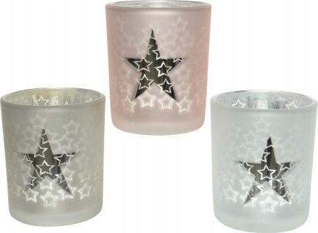 Kaemingk Świecznik świąteczny z gwiazdą ozdobny szklany 7x8,3 cm