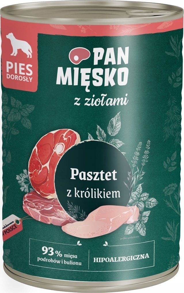 Pan Mięsko Pan Mięsko Pasztet z królikiem z ziołami Adult 400g