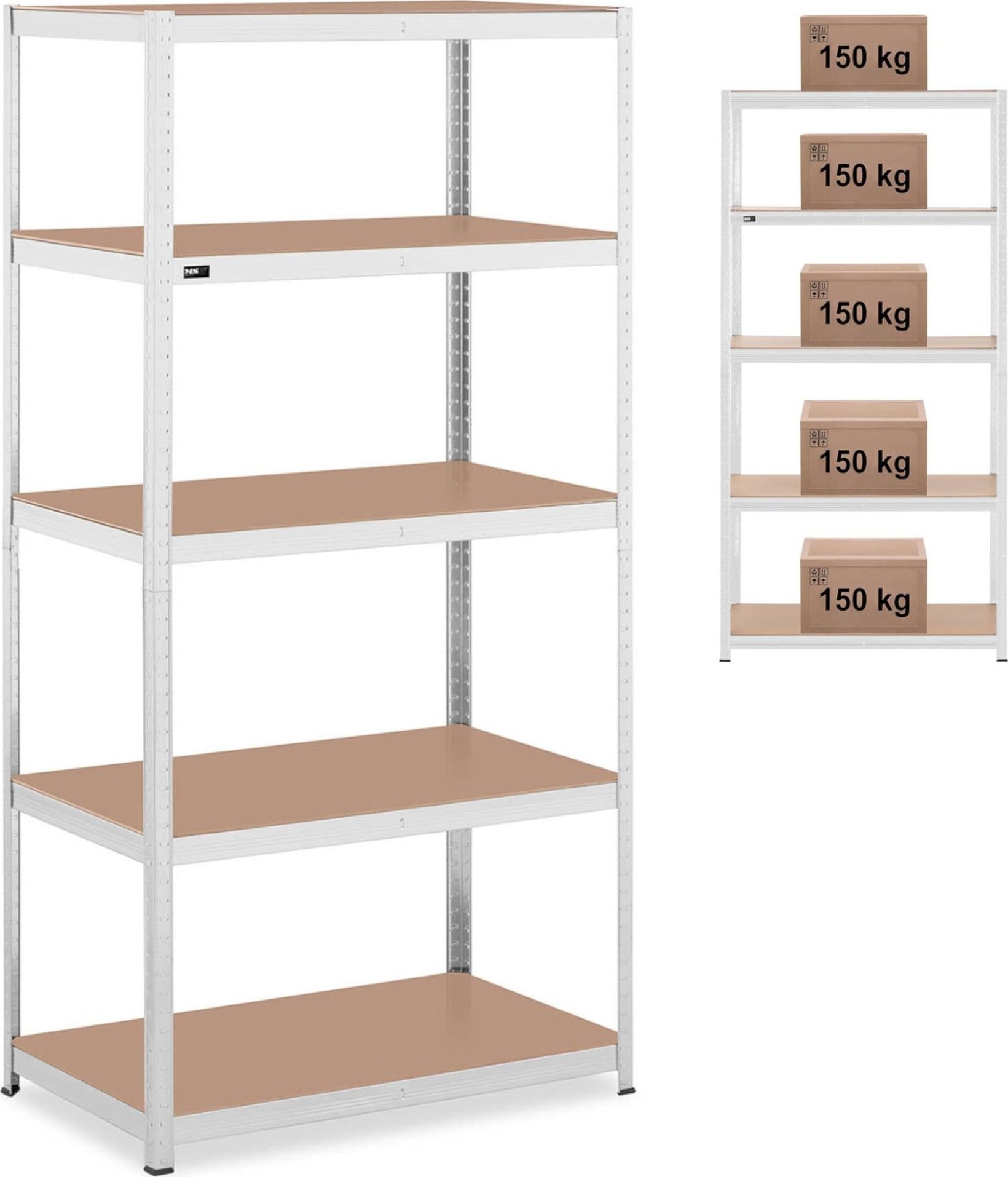 MSW Regał magazynowy metalowy 5 półek 750 kg 100 x 60 x 197 cm szary