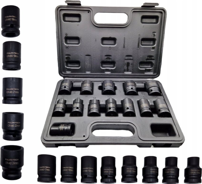 Falon-Tech ZESTAW NASADEK UDAROWYCH 10-24 NASADKI UDAROWE 1/2" KLUCZ UDAROWY KOMPLET