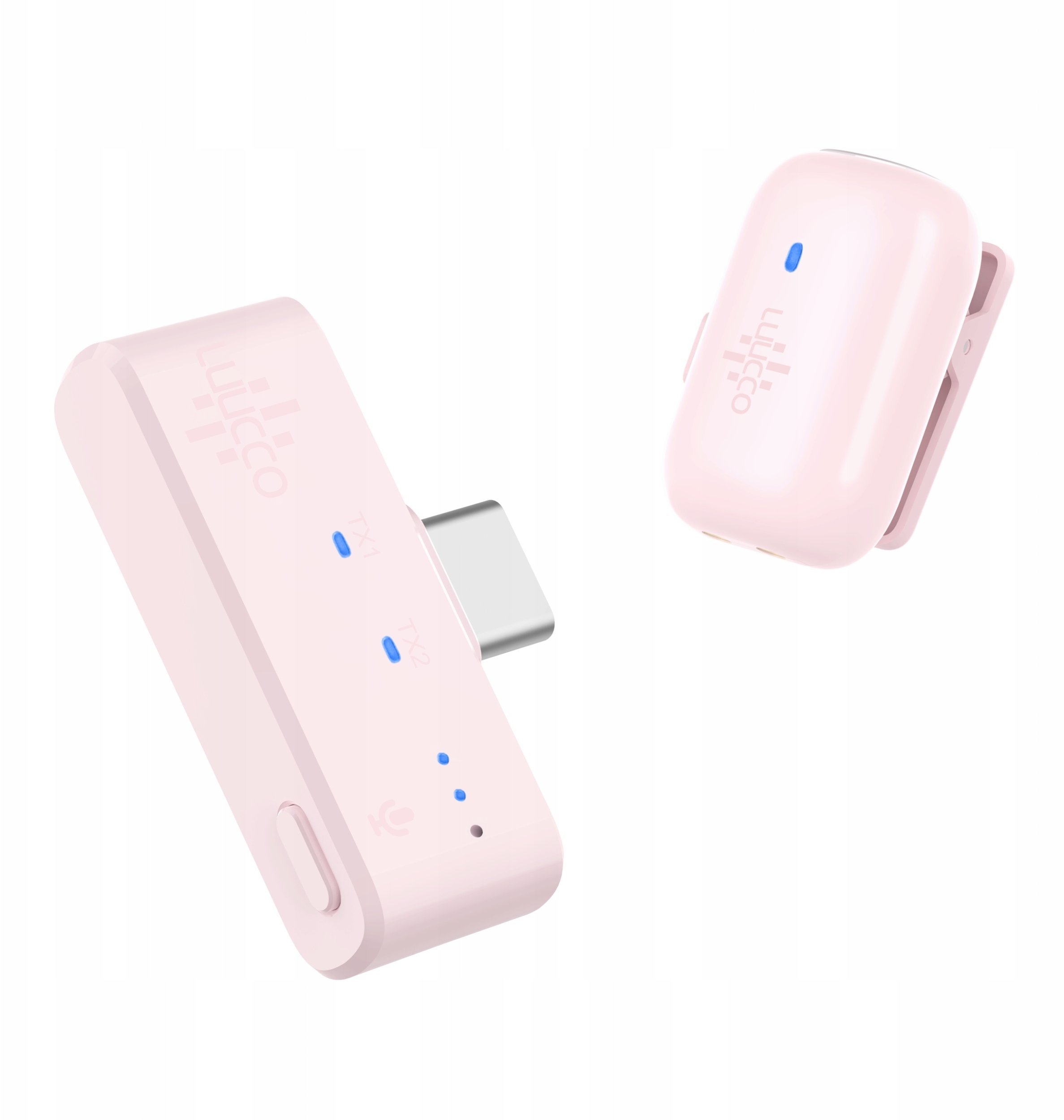 Mini Bezprzewodowy Mikrofon Krawatowy Hd 100m Do Telefonu Usb Type-c Usb-c / Minipods K1 / Różowy