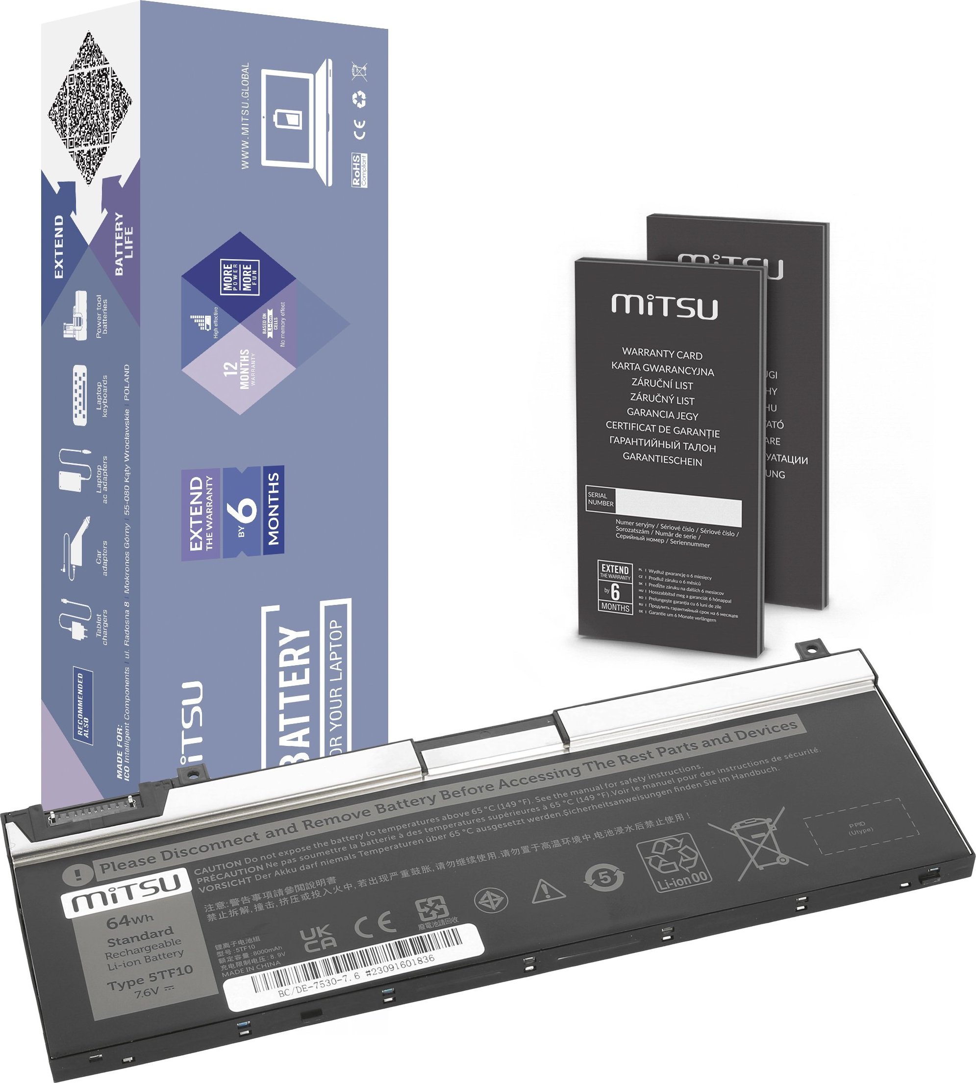 Bateria Mitsu Bateria 5TF10 NYFJH RY3F9 do Dell Precision 7330 7530 7540 7730 7740