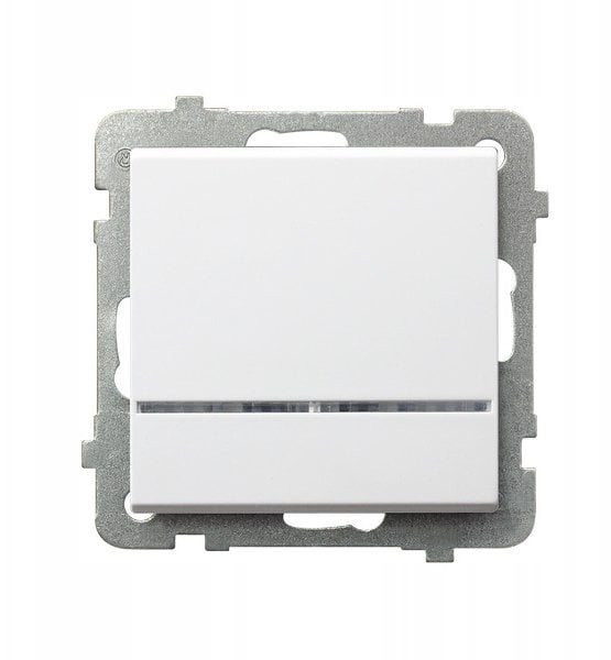 SONATA Łącznik jednobiegunowy z podświetleniem niebieskim biały mat ŁP-1RS/m/75