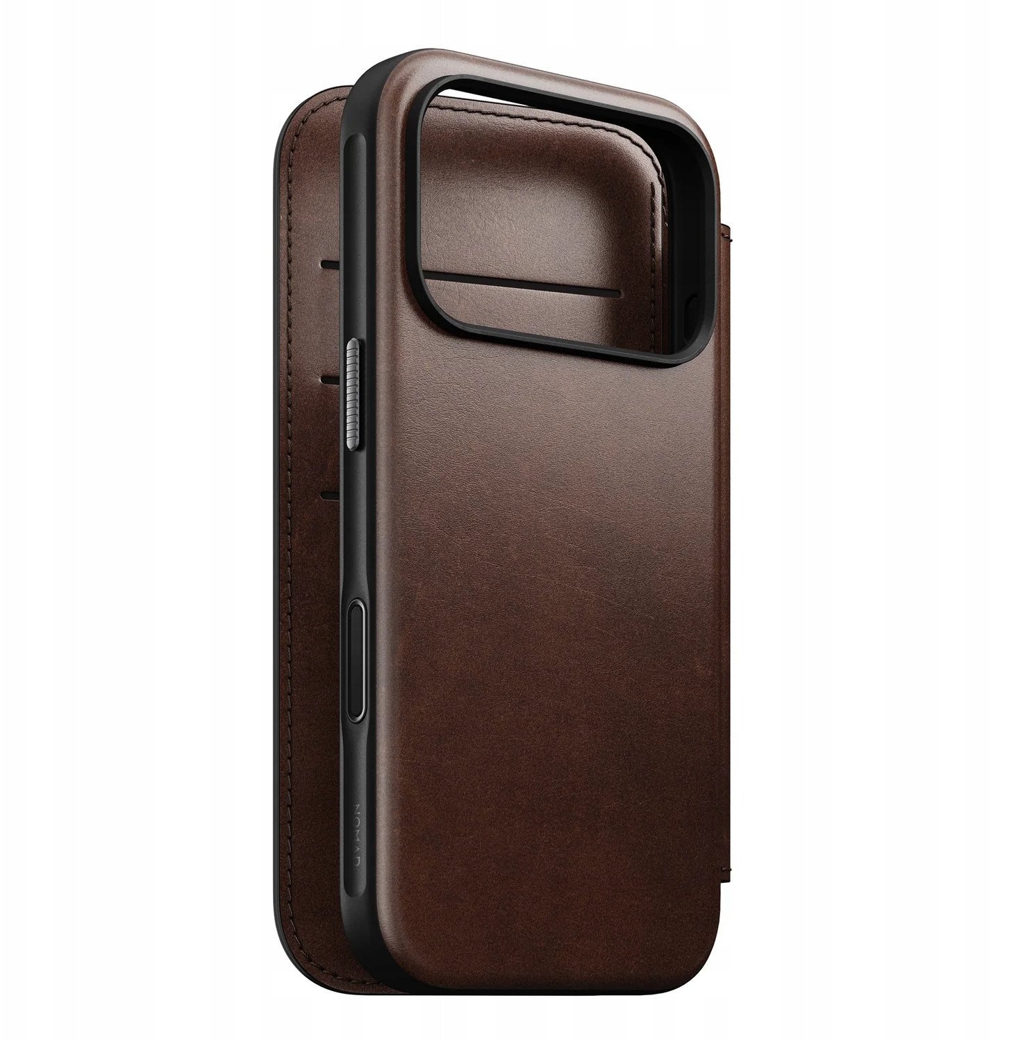 NOMAD Modern Leather Folio - skórzane etui do iPhone 17 Pro kompatybilne z MagSafe; skóra Horween (rustic brown)