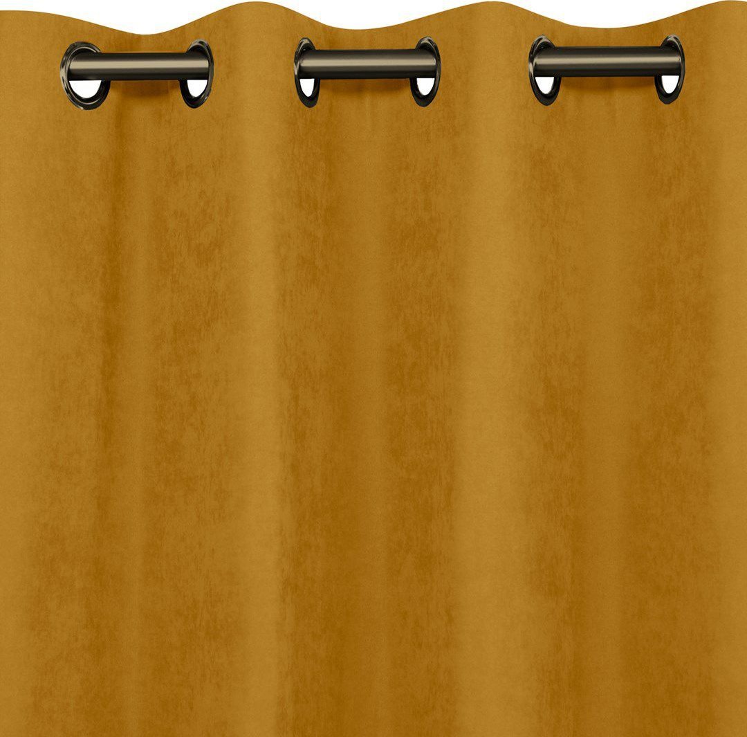 Homede Homede Zasłona MILANA szenilowa na złotych przelotkach 560x270 musztardowa