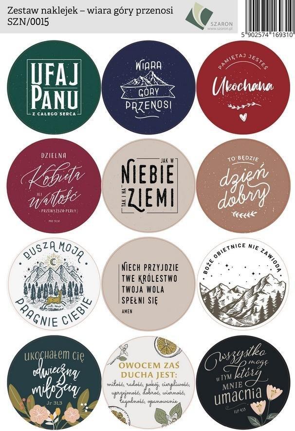 Szaron Zestaw naklejek - wiara góry przenosi