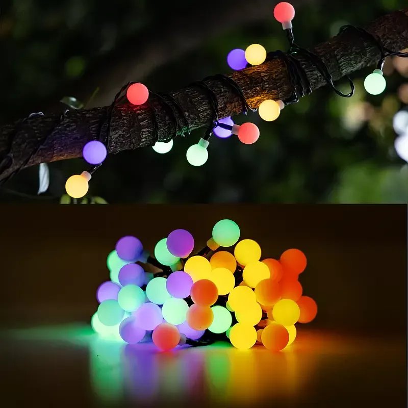 Aigostar Girlanda solarna małe kulki Mleczna RGBY Mleczna RGBY