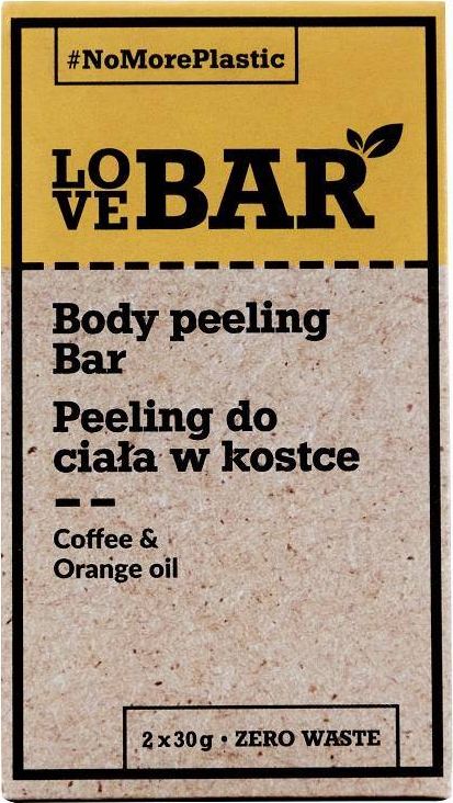 Love Bar Body peeling bar do ciała w kostce kawa pomarańczowy Olejek 2x30g
