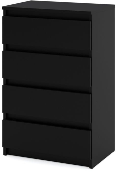 Komoda 4 Szuflady Hugo 60cm Nowoczesna Szafka Rtv Czarna Do Salonu Sypialni