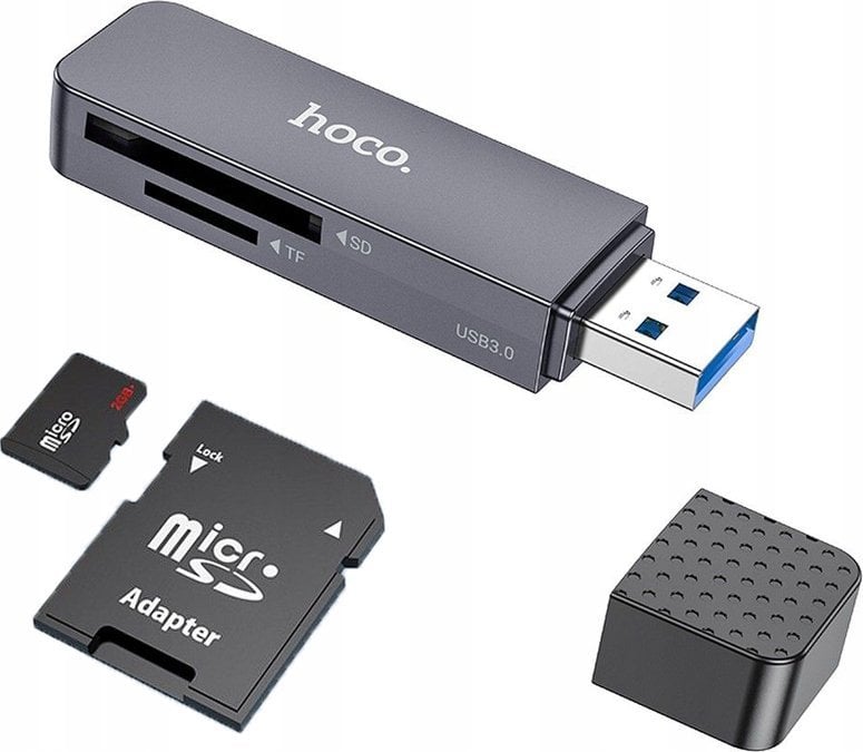 Czytnik Hoco HOCO czytnik kart pamięci 2w1 USB A 3.0 HB45 szary