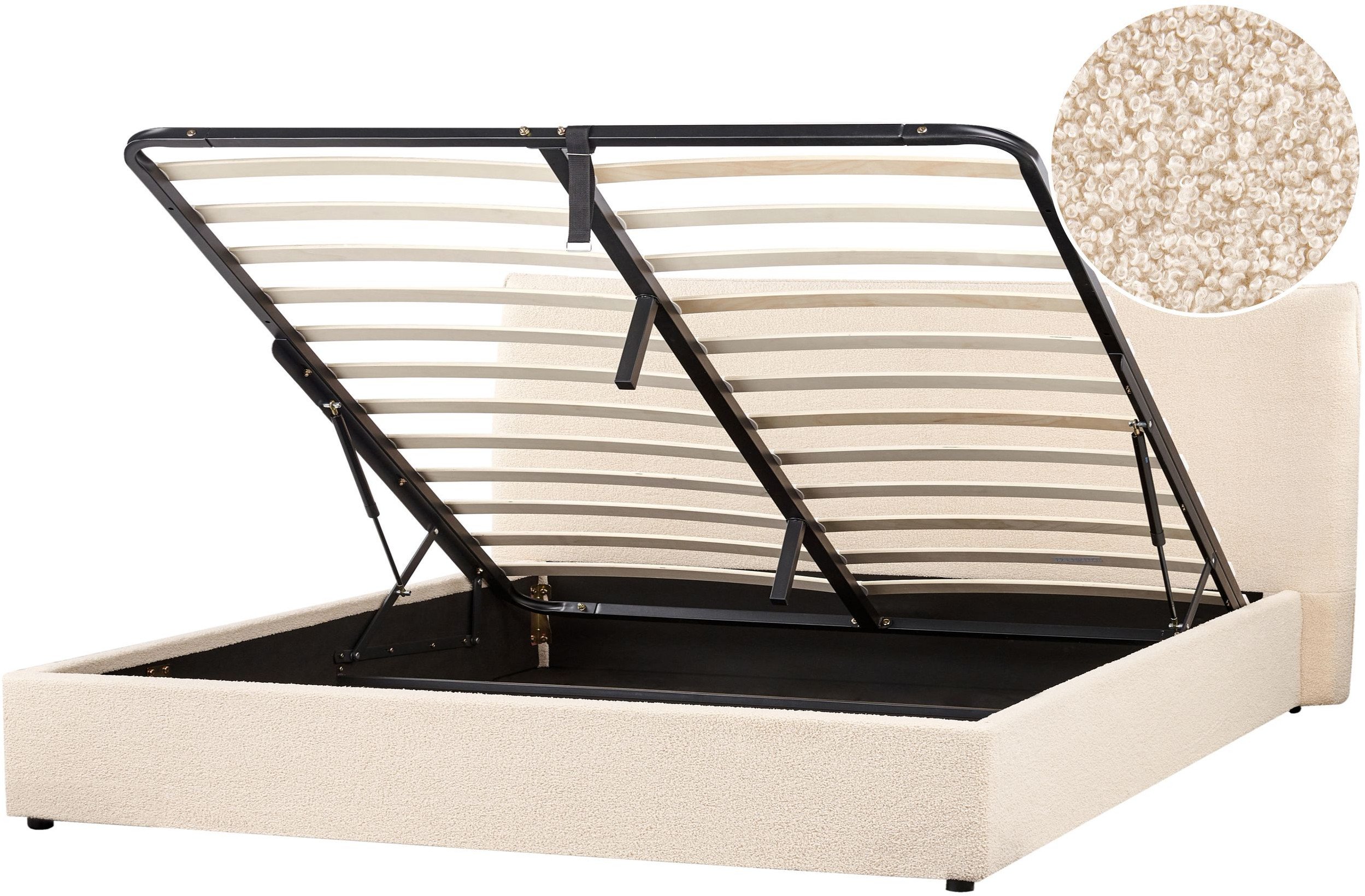 Łóżko z pojemnikiem Boucle LAVAUR 180 x 200 cm Beżowy