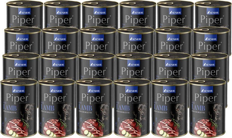 Piper Animals Senior Mokra karma dla psa z jagnięciną i cukinią zestaw 24 x 400 g