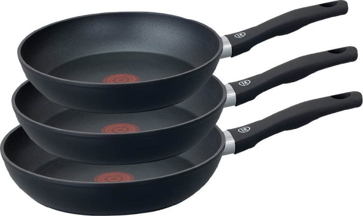 Zestaw 3 patelnie z czujnikiem temperatury 20/24/28 cm Thermo Sensor MG Home na indukcję