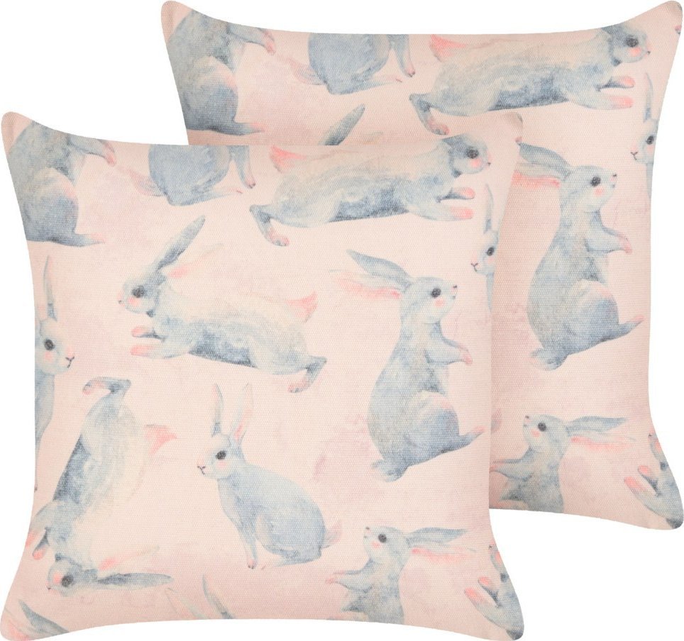 Beliani 2 bawełniane poduszki dla dzieci w króliki 45 x 45 cm różowe RATIBIDA