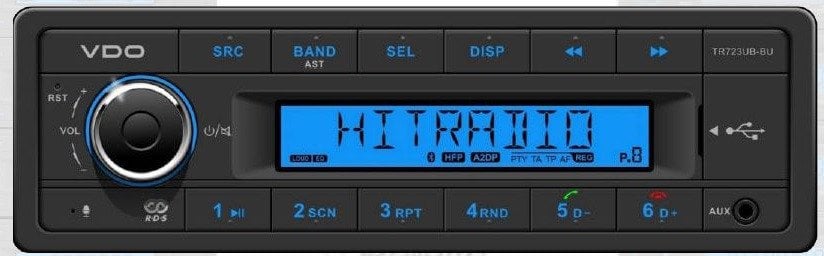 VDO TR723UB-BU FM RDS Tuner USB/AUX/BT 24V Kurzschacht