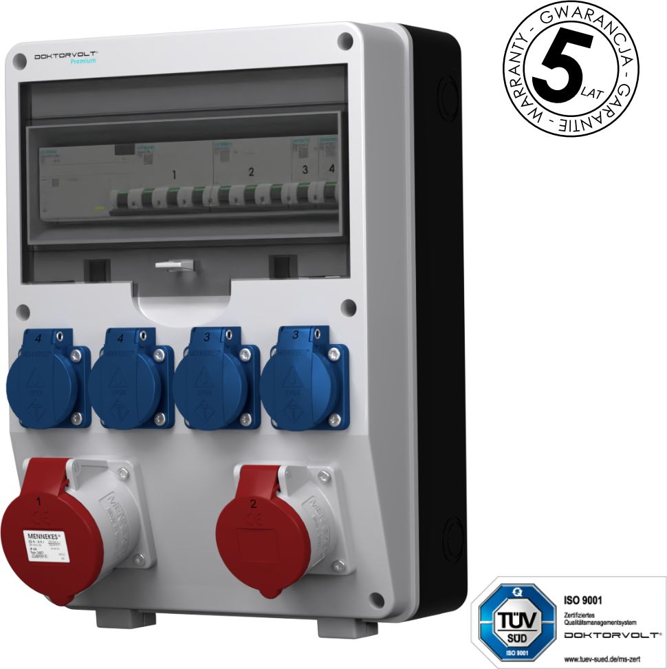 Doktorvolt Rozdzielnica budowlana pTD-S/FI 32A 16A 4x230V Schuko SIEMENS Mennekes Doktorvolt 4869