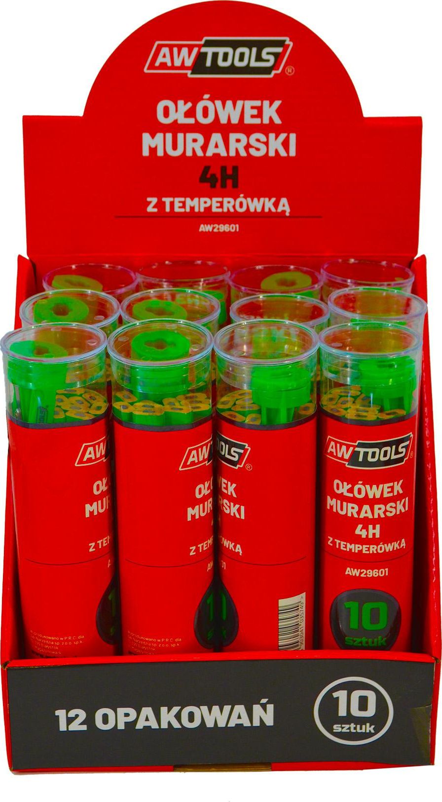 AWTools AWTOOLS OŁÓWEK MURARSKI 4H ZIELONY DO KAMIENIA/CEGŁY 10 SZTUK AW29601