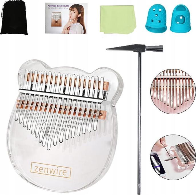 Zenwire Kalimba Instrument Afrykański Pianino Zanza Mbira 17 klawiszowa Akrylowa K-03a