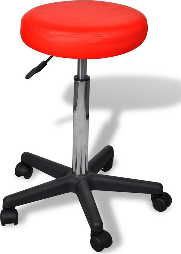 Elior Czerwony okrągły tapicerowany taboret mobilny - Albin