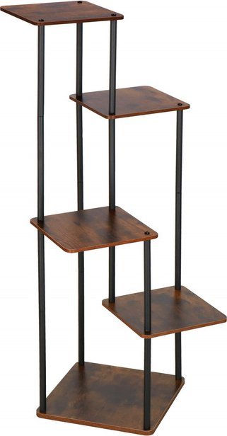 Kwietnik metalowy 105,5 cm stojak na kwiaty z 5 półkami loft czarno-brązowy UNIWERSALNY