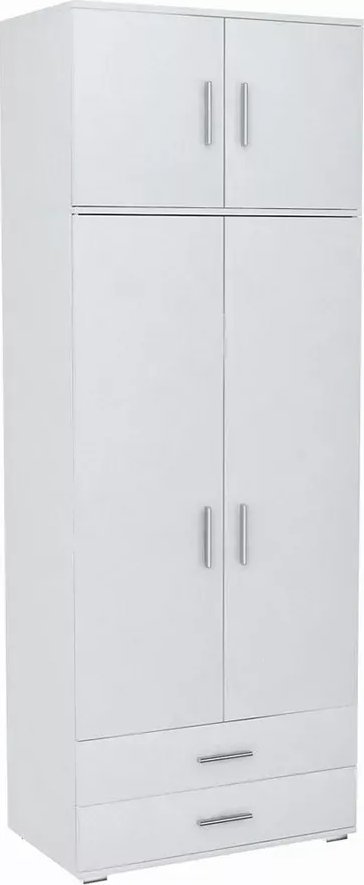 Elior Biała szafa z nadstawką do sypialni - Kapi 4X