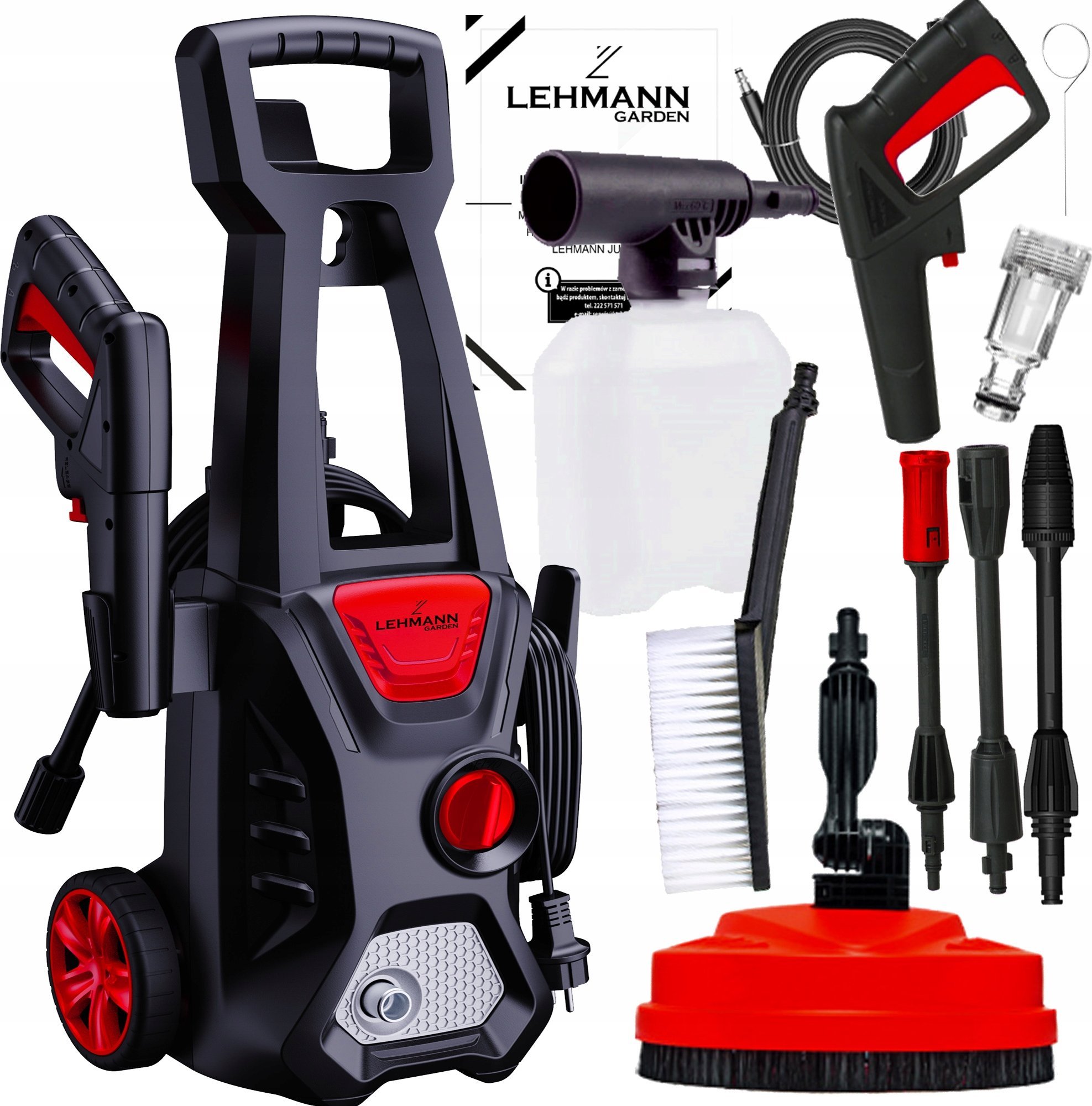 MYJKA CIŚNIENIOWA 230BAR ZESTAW Z T-RACER PIANOWNICA TURBO DYSZA LANCA MOC