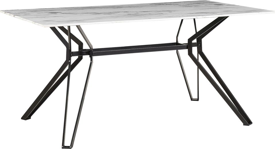 Beliani Stół do jadalni szklany 160 x 90 cm efekt marmuru z czarnym BALLINA