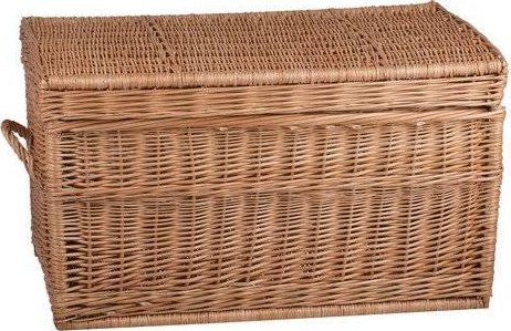 Kosz na pranie WickerPL Kufer z wikliny skrzynia z wiekiem kosz na bieliznę i zabawki 70x43 H44 cm
