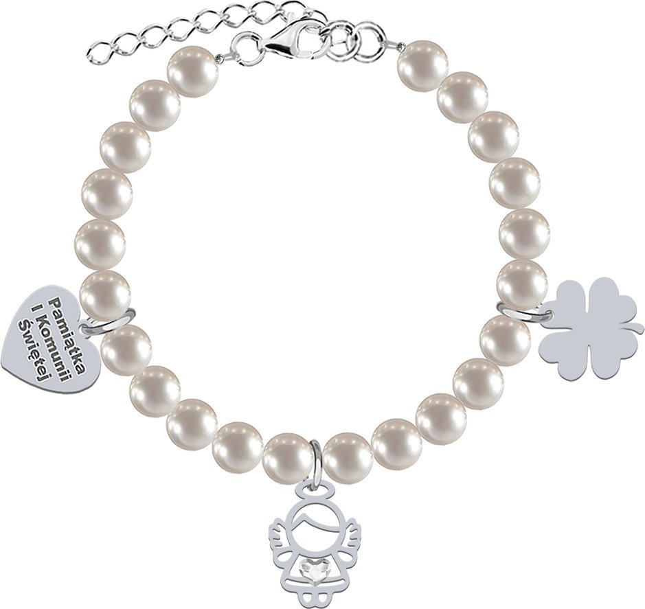 Radziszewska Jewellery I KOMUNIA ŚWIĘTA Bransoletka z Aniołem serce srebro GRAWER GRATIS