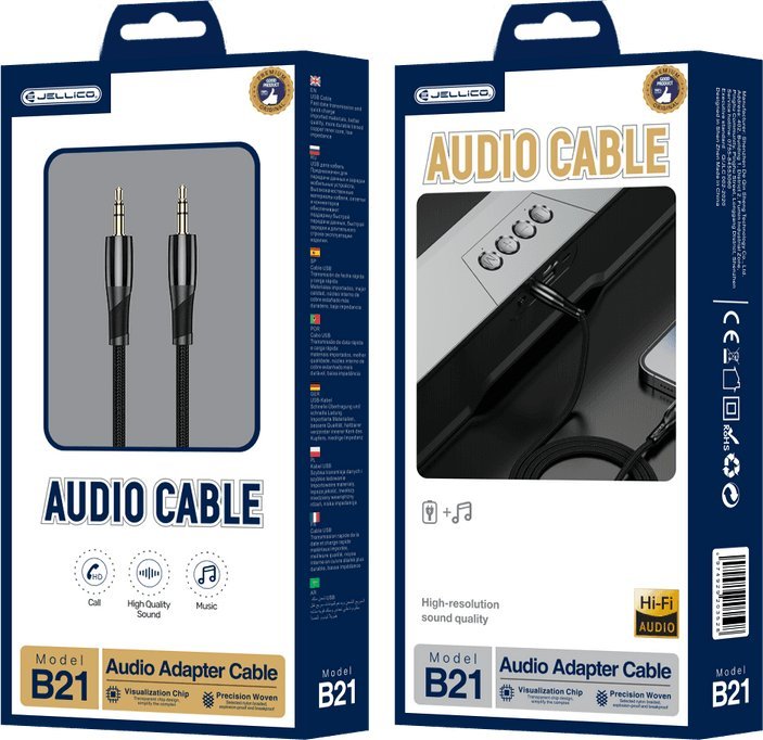 Kabel Jellico JELLICO kabel B21 JACK 3.5MM - JACK 3.5MM 1.2M Czarny standard