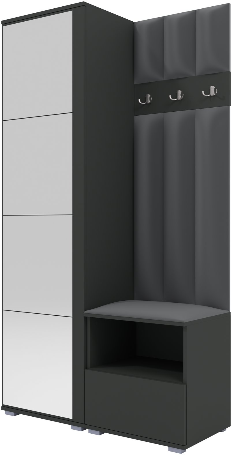 Tapicerowana garderoba Nela I LUX z lustrem - kolor grafit + tkanina Trinity 15