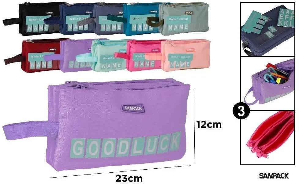 Piórnik trzykomorowy z uchwytem MIX