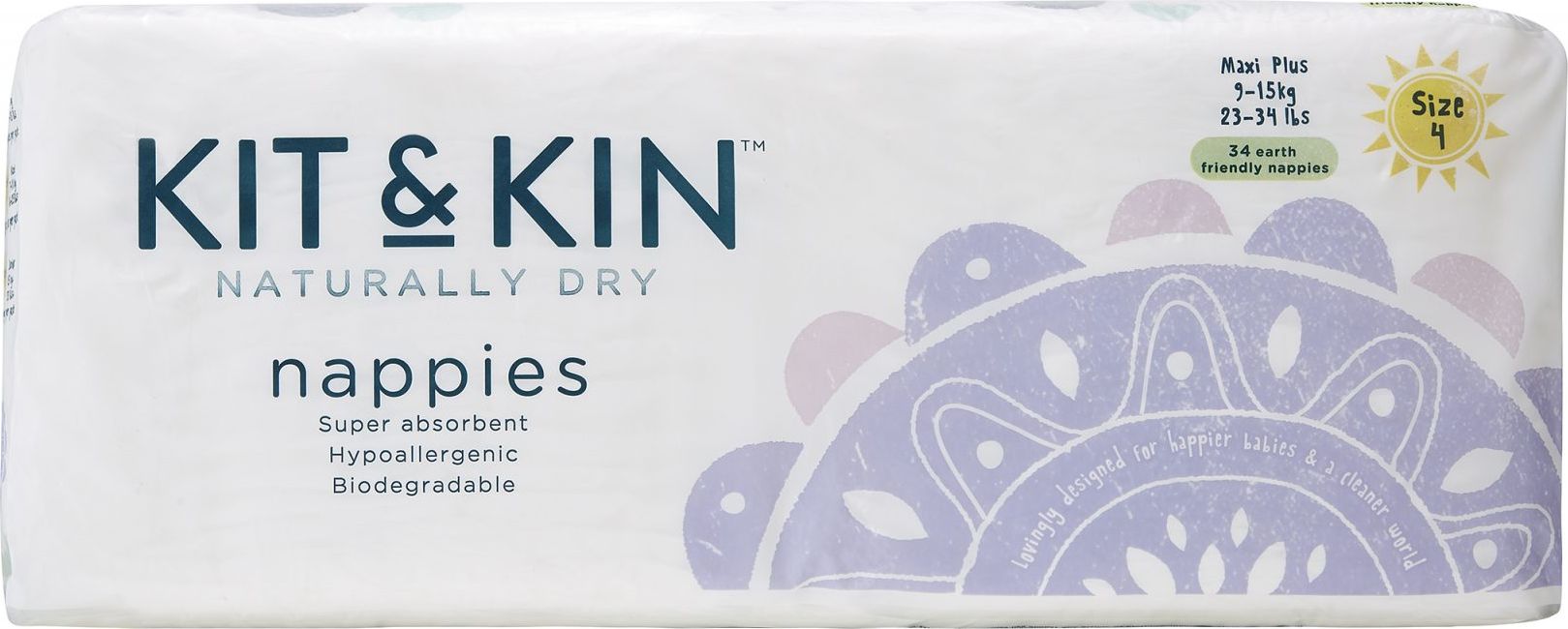 Kit and Kin Pieluchy biodegradowalne 4, 9-15 kg, 34 szt.