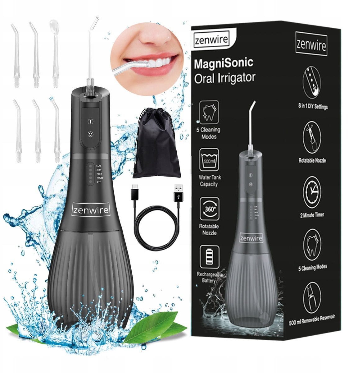 Irygator Przenośny Bezprzewodowy Dentystyczny do Zębów Jamy Ustnej 500 ml