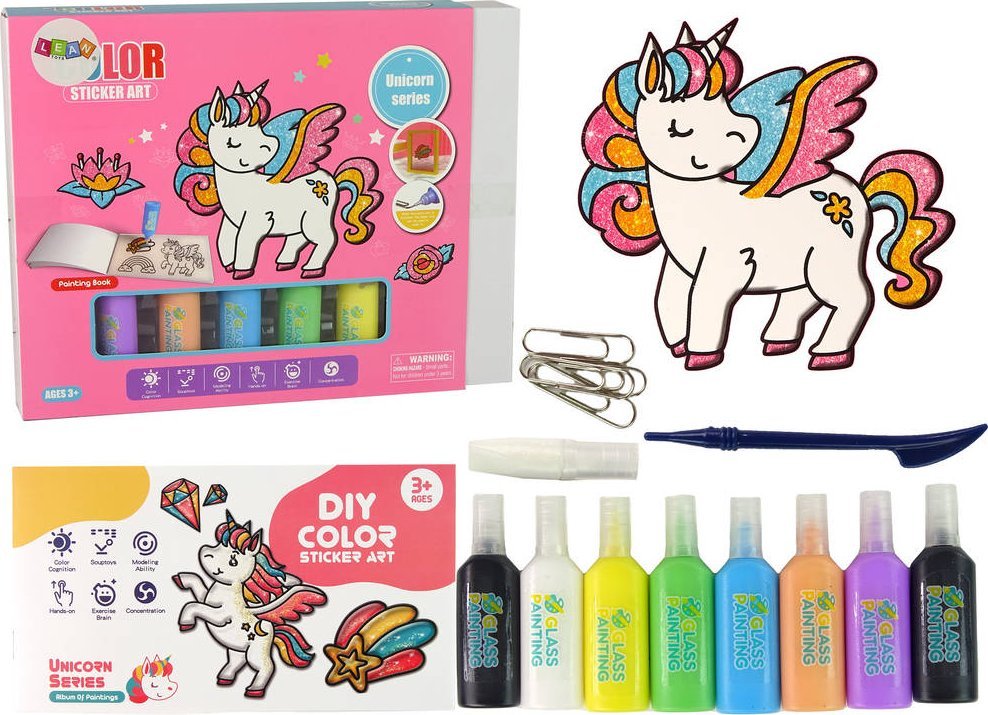 LeanToys Naklejki Na Okno Meble Jednorożec DIY 8 Kolorów Brokat